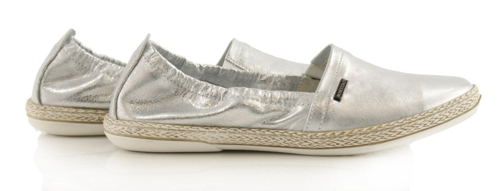 Bosccolo Womens Moccasin Espadryl - Silver