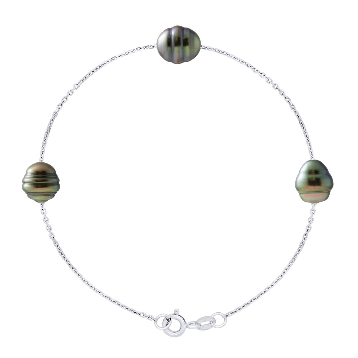 Bracelet 3 Real Cultured Tahiti Pearls Circled 8-9 mm - Longueur 42 cm