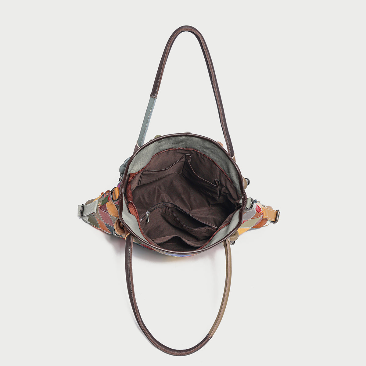 Floral Patchwork Leather Tote Bag - Rainbow