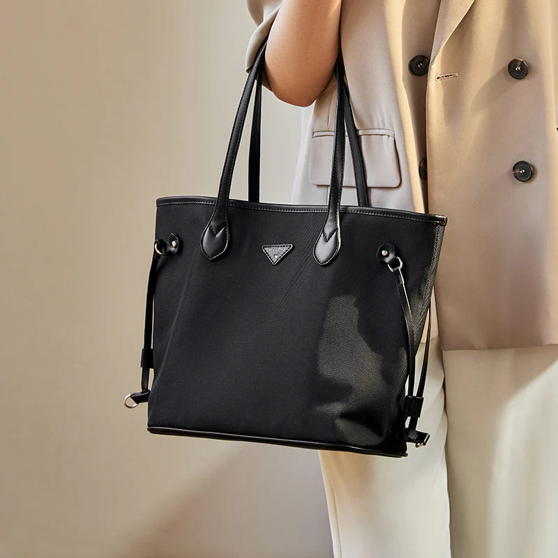 Nalandu Raleigh Large Capacity Canvas Commuter Tote Bag - Black
