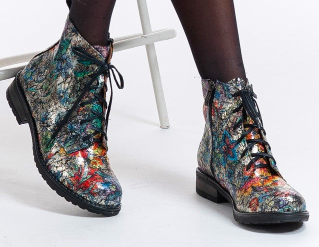 Bosccolo Womens Ankle Boots - Flower Multicolor