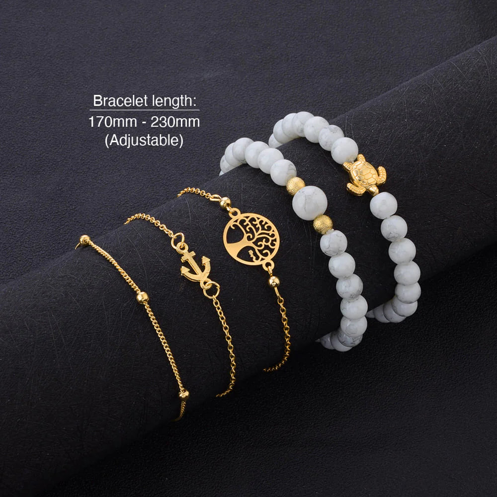 Bohemian 5-Piece Charm Bead Bracelet Set