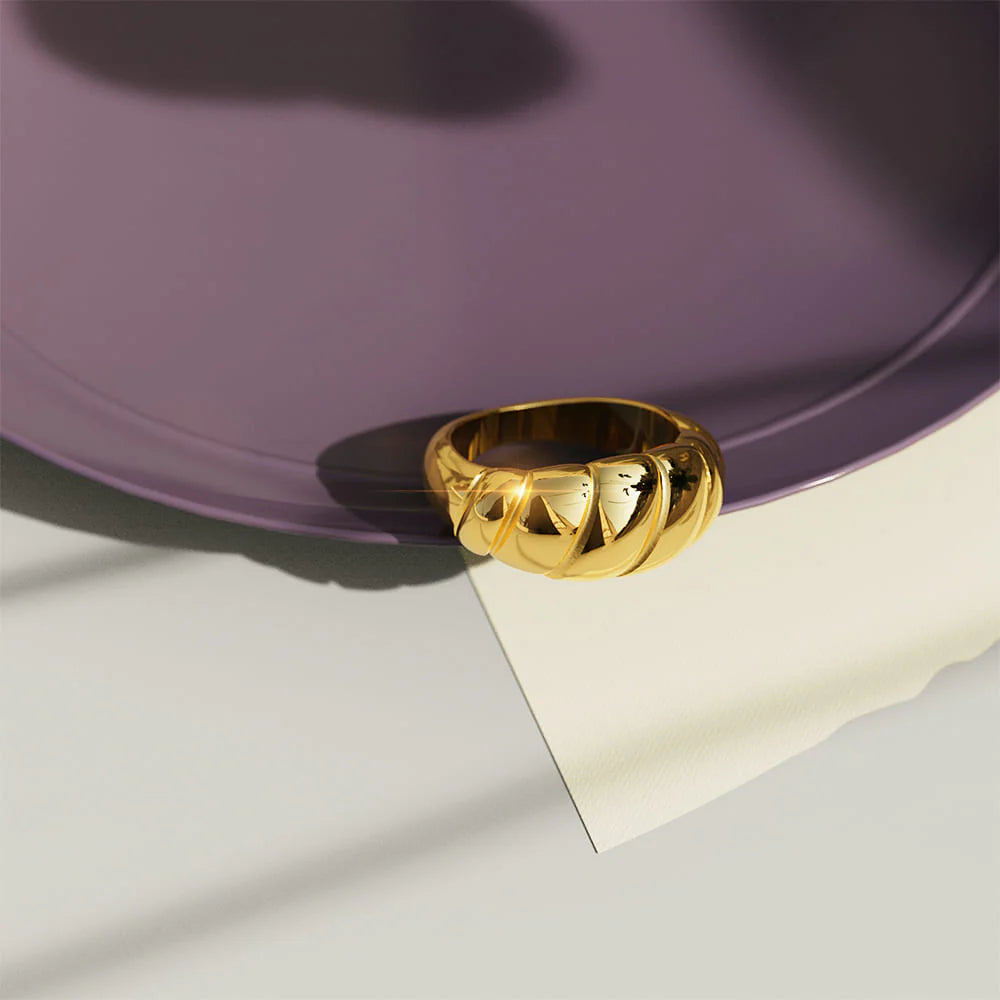Bullion Gold Golden Croissant Dome Ring
