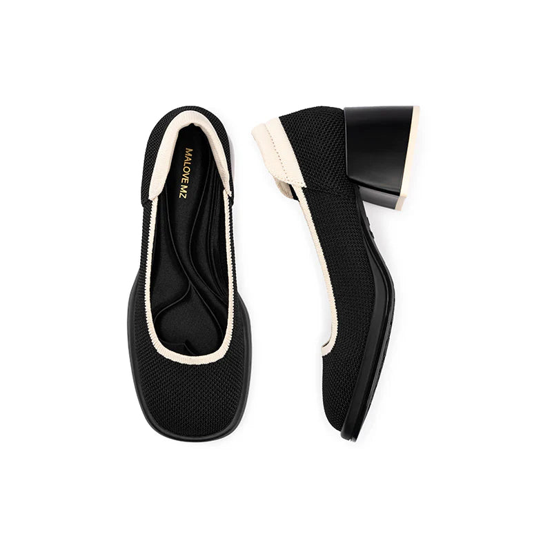 Vintage Square Toe Mary Jane Pumps - Black