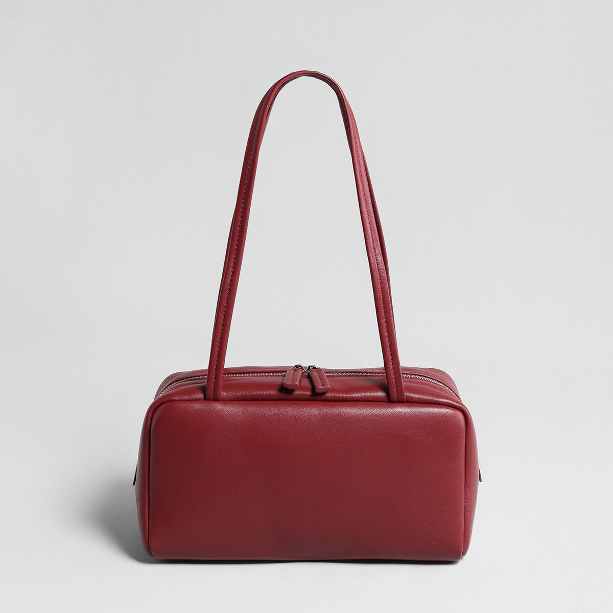 Soft Lambskin Leather Pillow Box Bag - Red