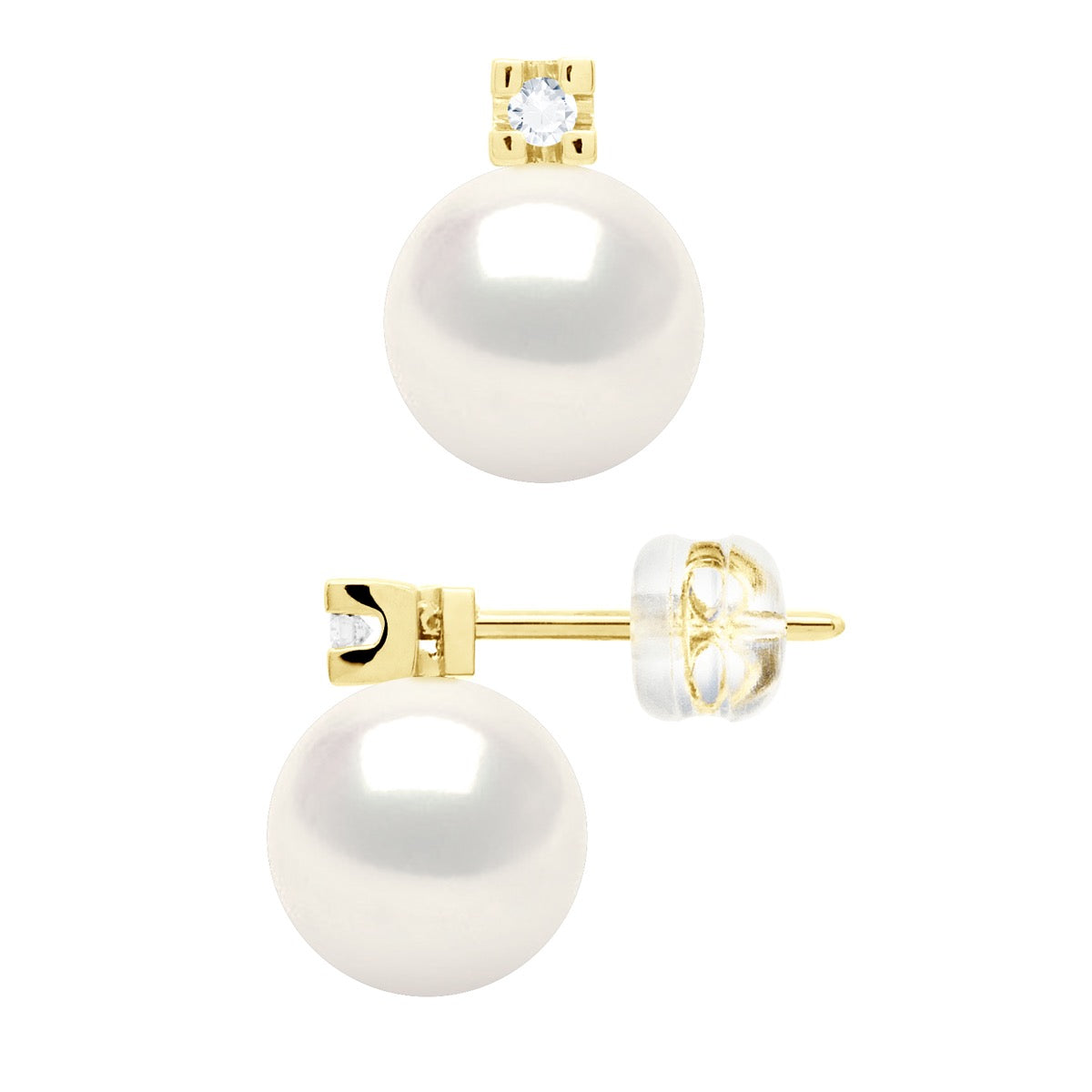 Earrings Prestige -Diamonds 0,04 Cts ( 2 X 0,02 Cts - Natural White - Height Earrings 12 mm