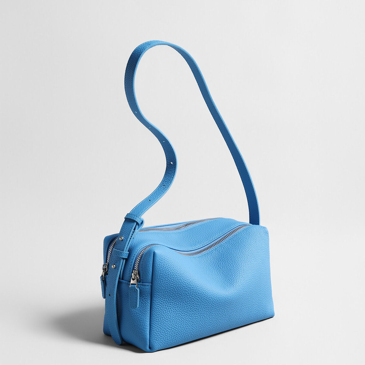 Pebbled Calfskin Bowling Bag - Blue