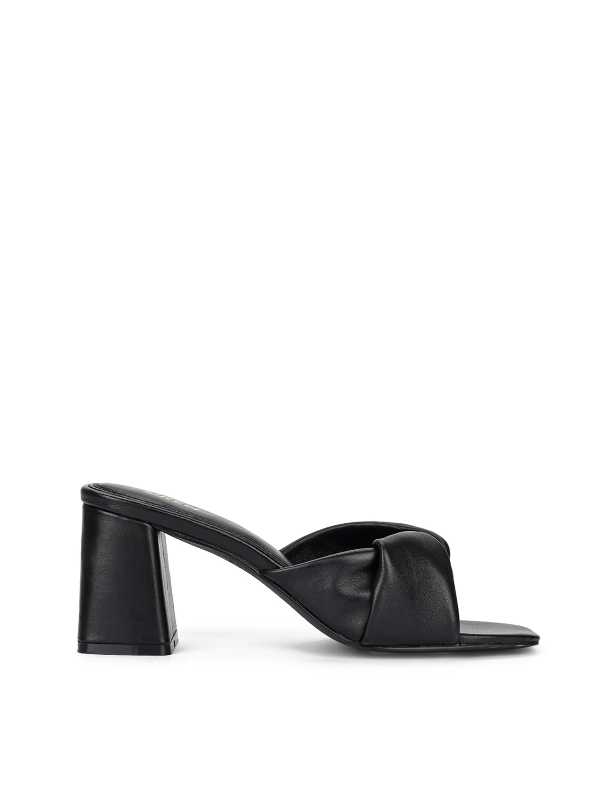 Siren Heeled Mules - Black Leather