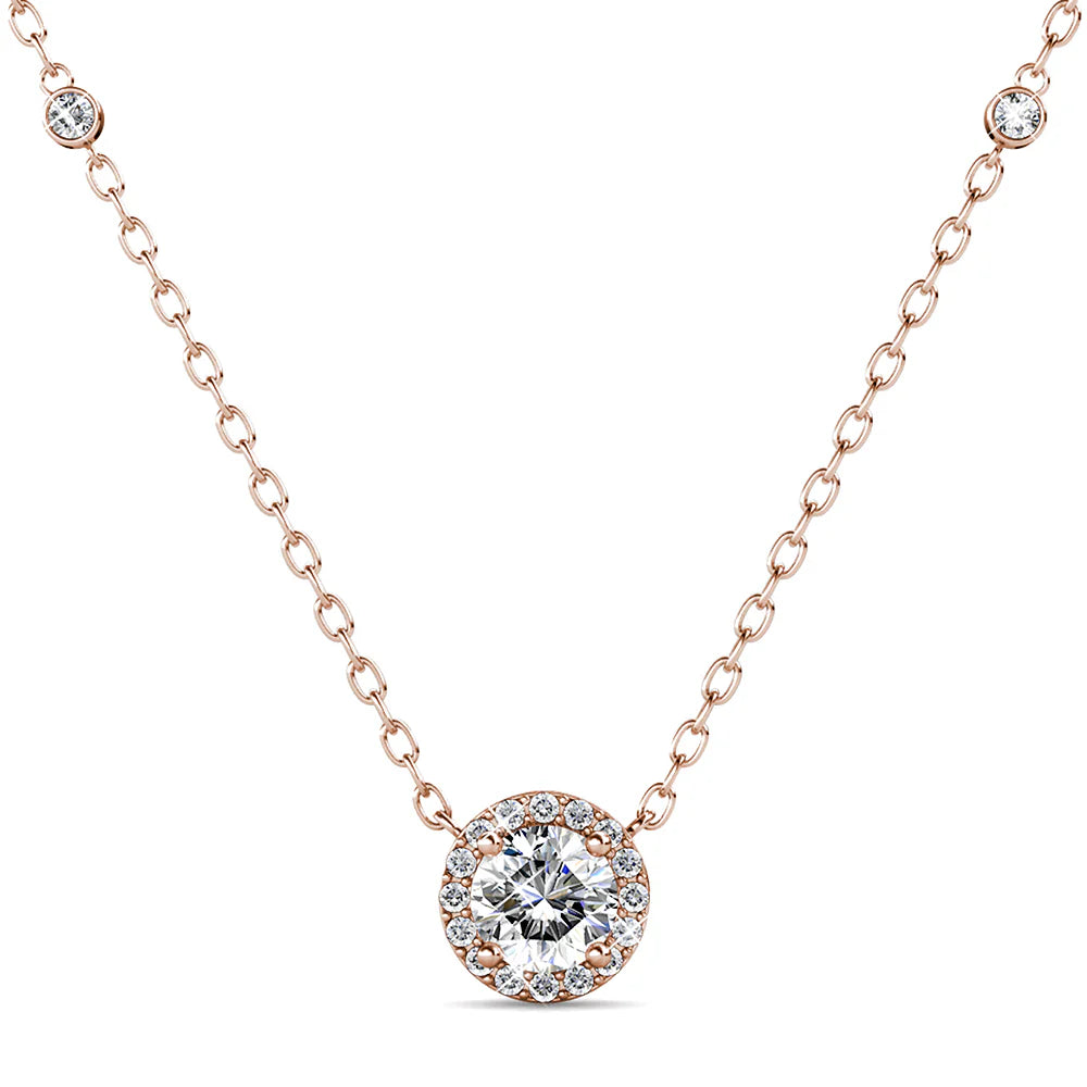 Krystal Couture Sacred Circle Necklace Embellished with Crystals from SWAROVSKI in Rose Gold