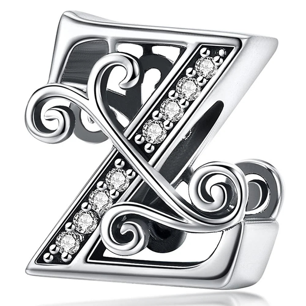 Solid 925 Sterling Silver Vintage Inspired Antique Alphabet Charm