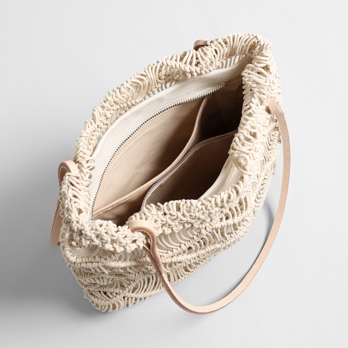 Macrame Woven Summer Tote - Ivory