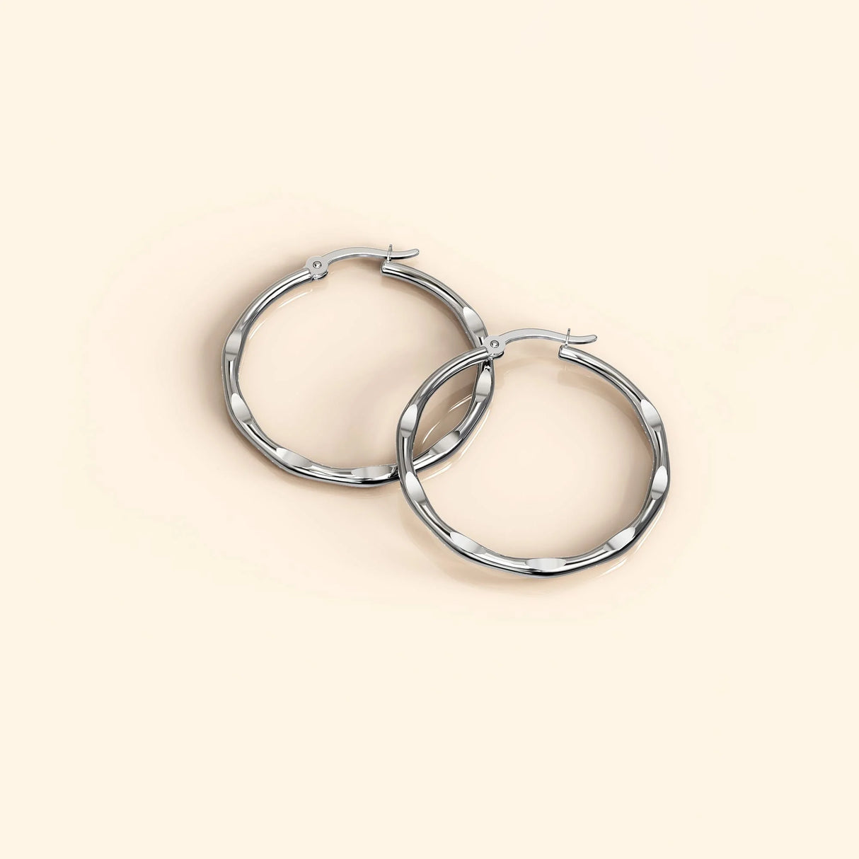 Bullion Gold Fem Hammered Hoop Earrings 30mm