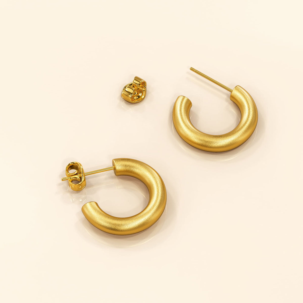 Bullion Gold Solid C-Hoop Gold Layered Earrings