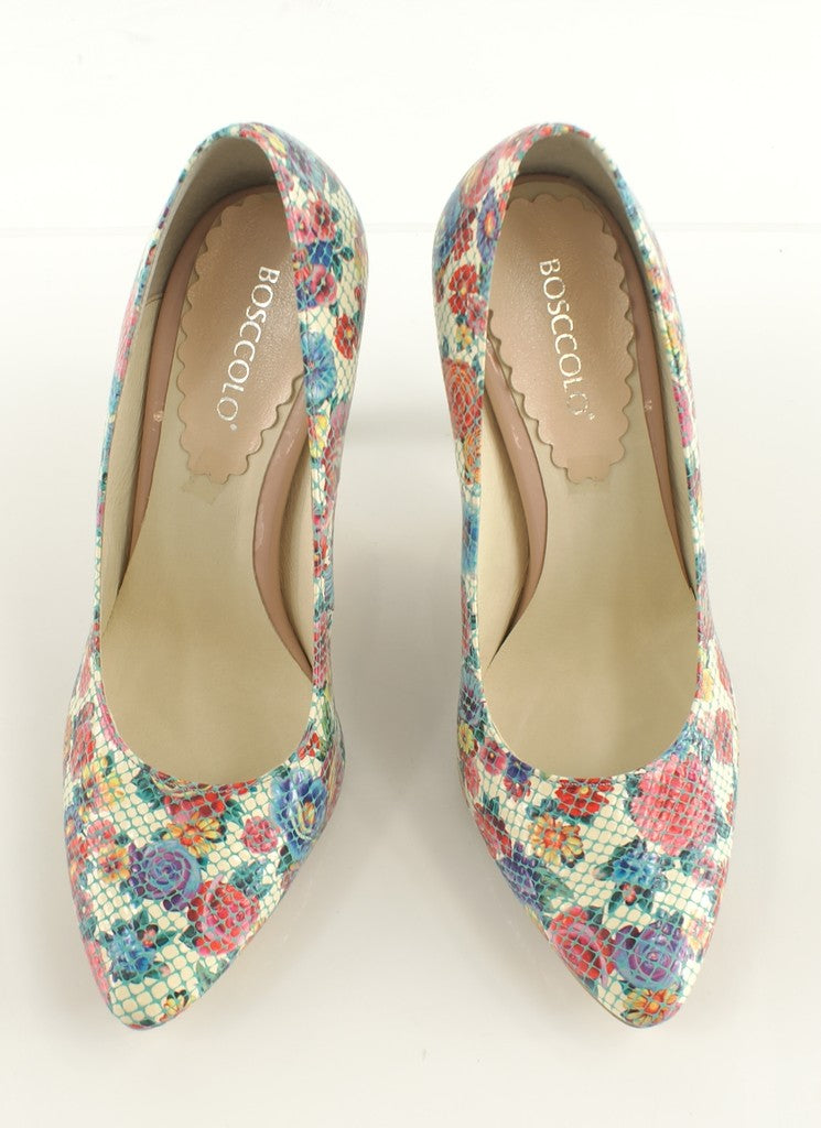 Bosccolo Womens Spike Heels - Flower White