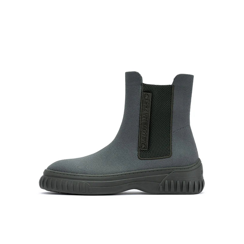 Knit Chelsea Ankle Boots - Charcoal