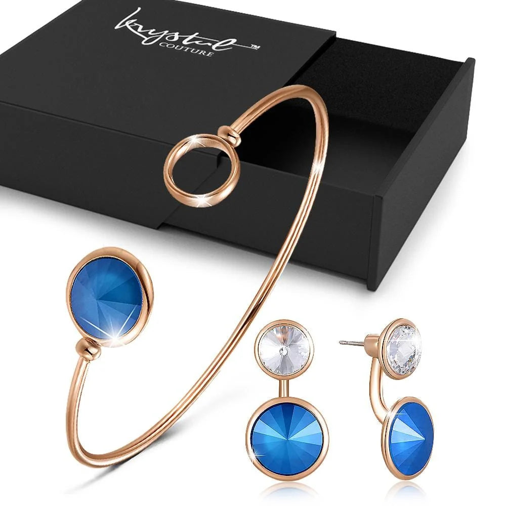 Boxed 2pc Azare Blue Embellished with SWAROVSKI® Crystals