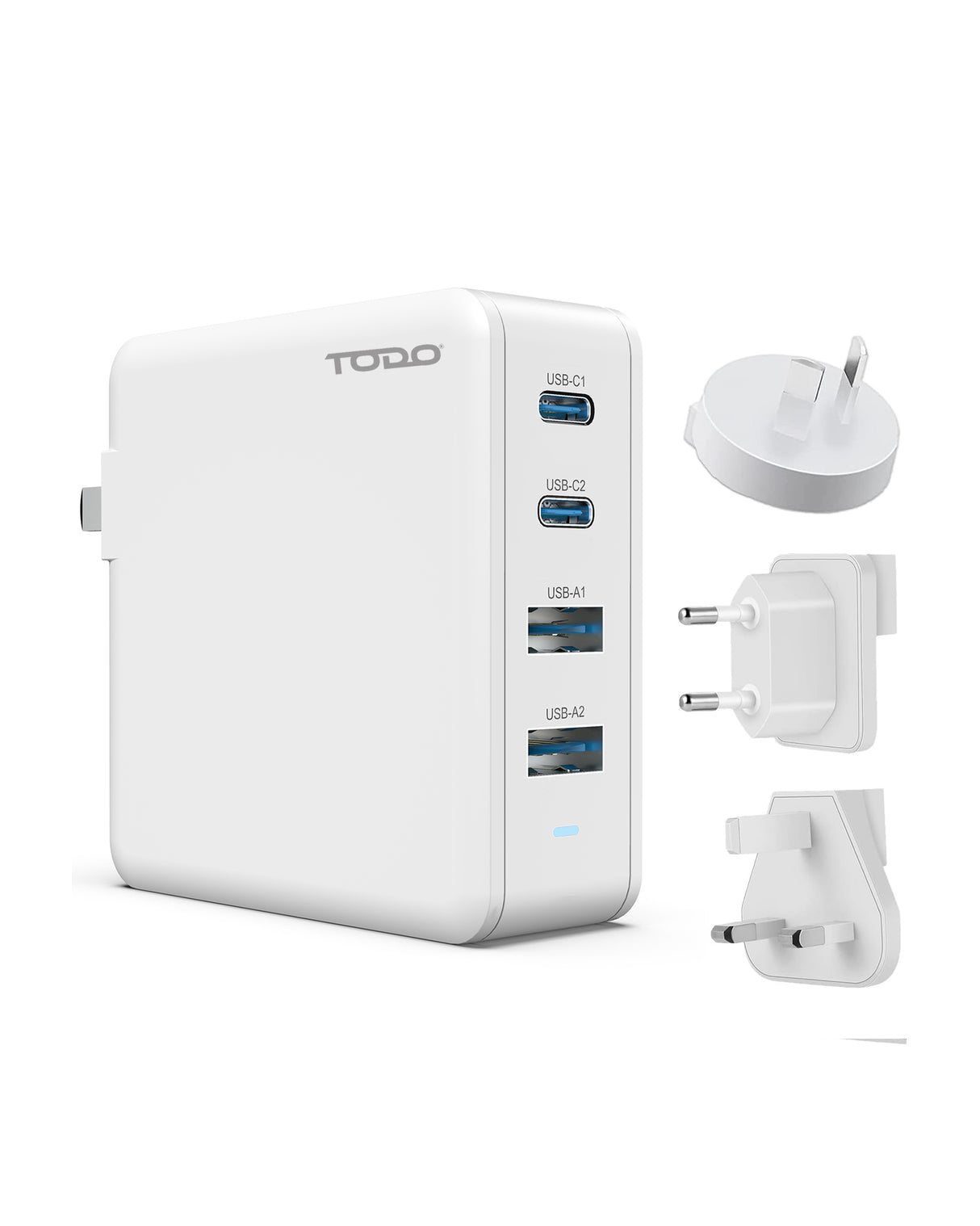 TODO 100W GaN USB C Travel Charger Adaptor Universal Charging Station 4 Port 5A World Adapter