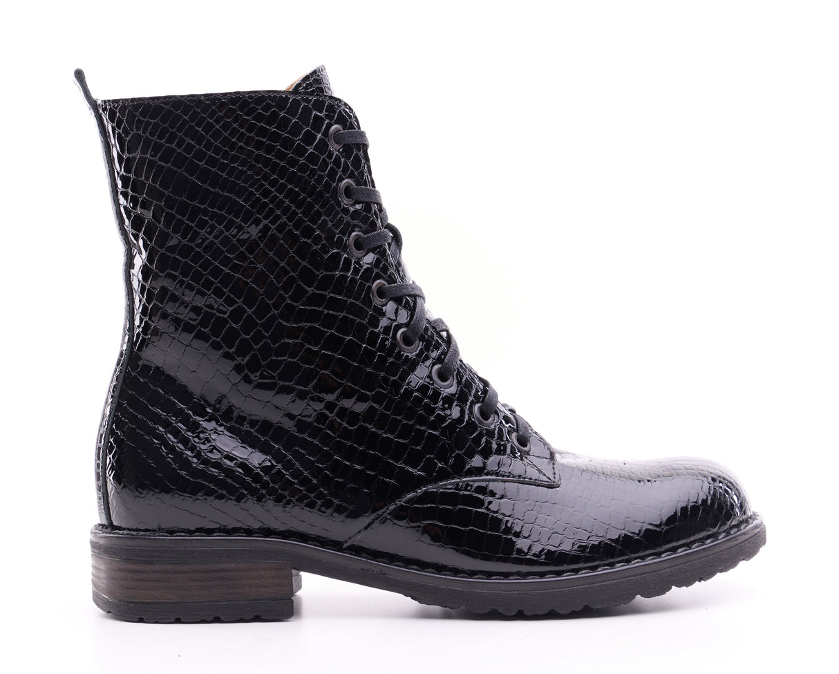 Bosccolo Womens Boots - Black Crocodile
