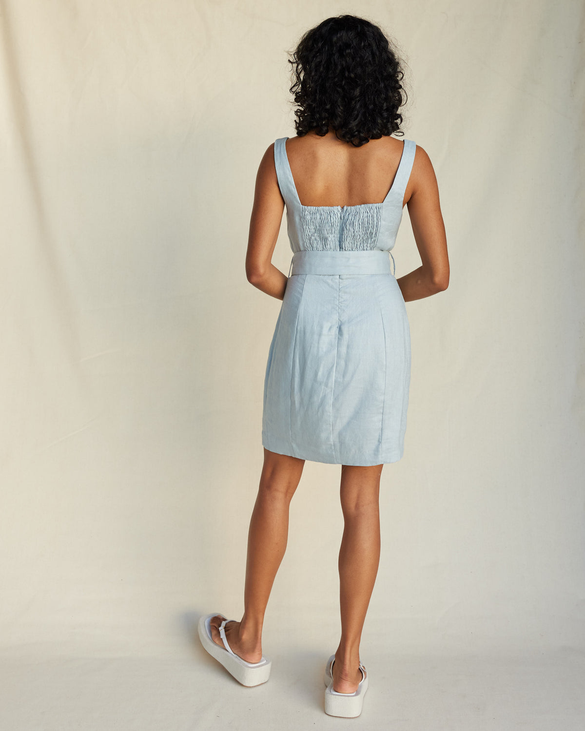 Amelius Silas Linen Mini Dress - Periwinkle