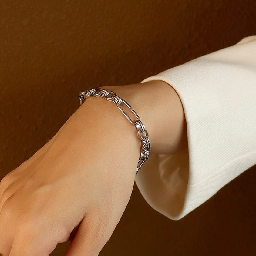 Bullion Gold Roxanne Oval Link Paperclip Chain White Gold Bracelet