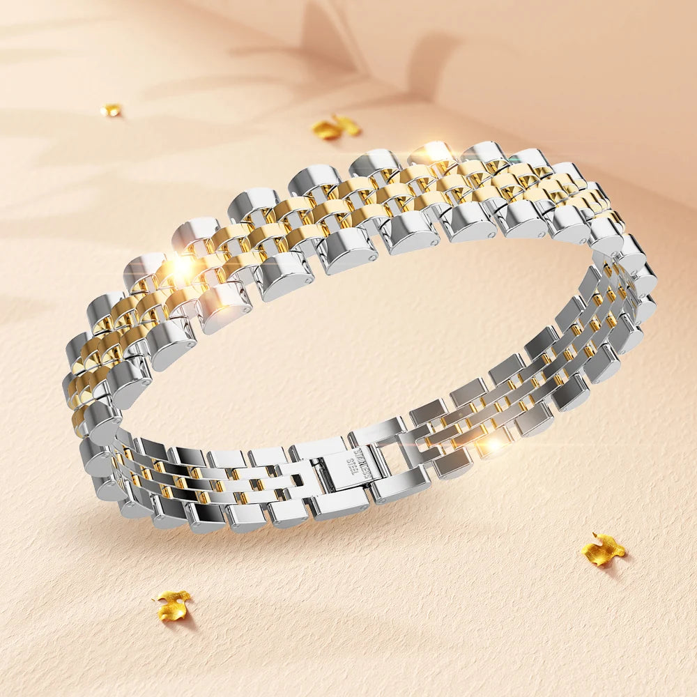 Boxed Oyster Bangle and Ring Set in Duo Tone