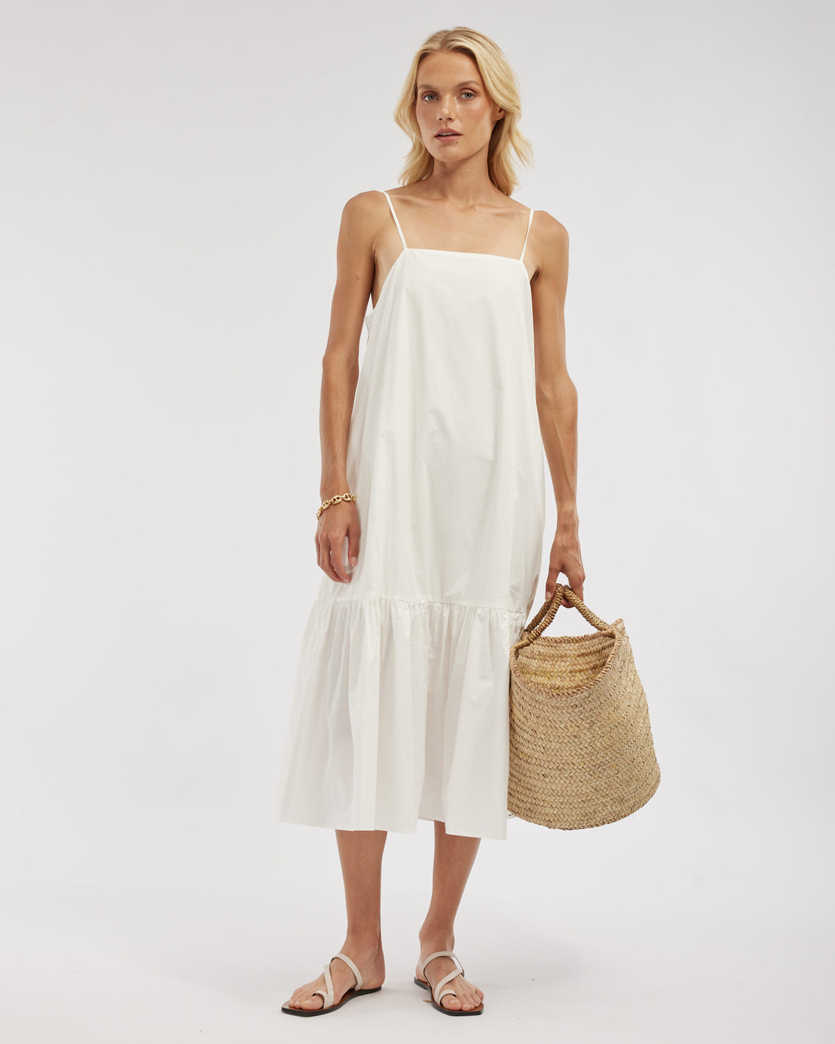 Amelius Zadie Poplin Midi Dress - White