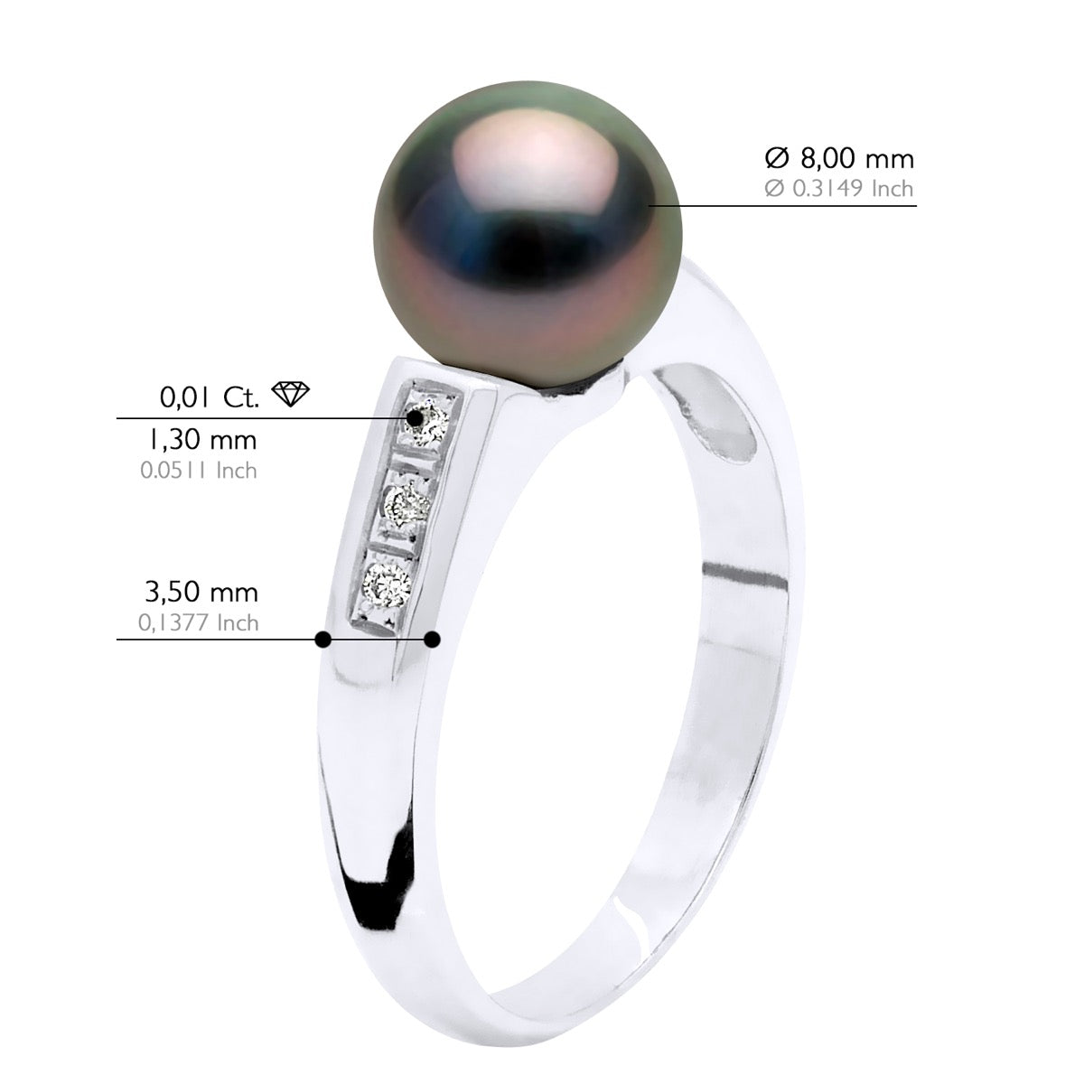 Ring Jewelry Diamond 0,06 Cts (6 X 0,01 Cts - Size 48 (FR)
