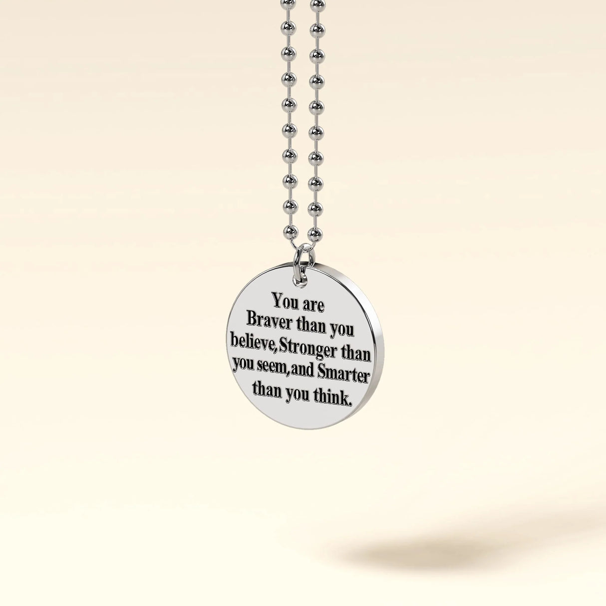 Bullion Gold Brave Inscriptions Pendant Necklace
