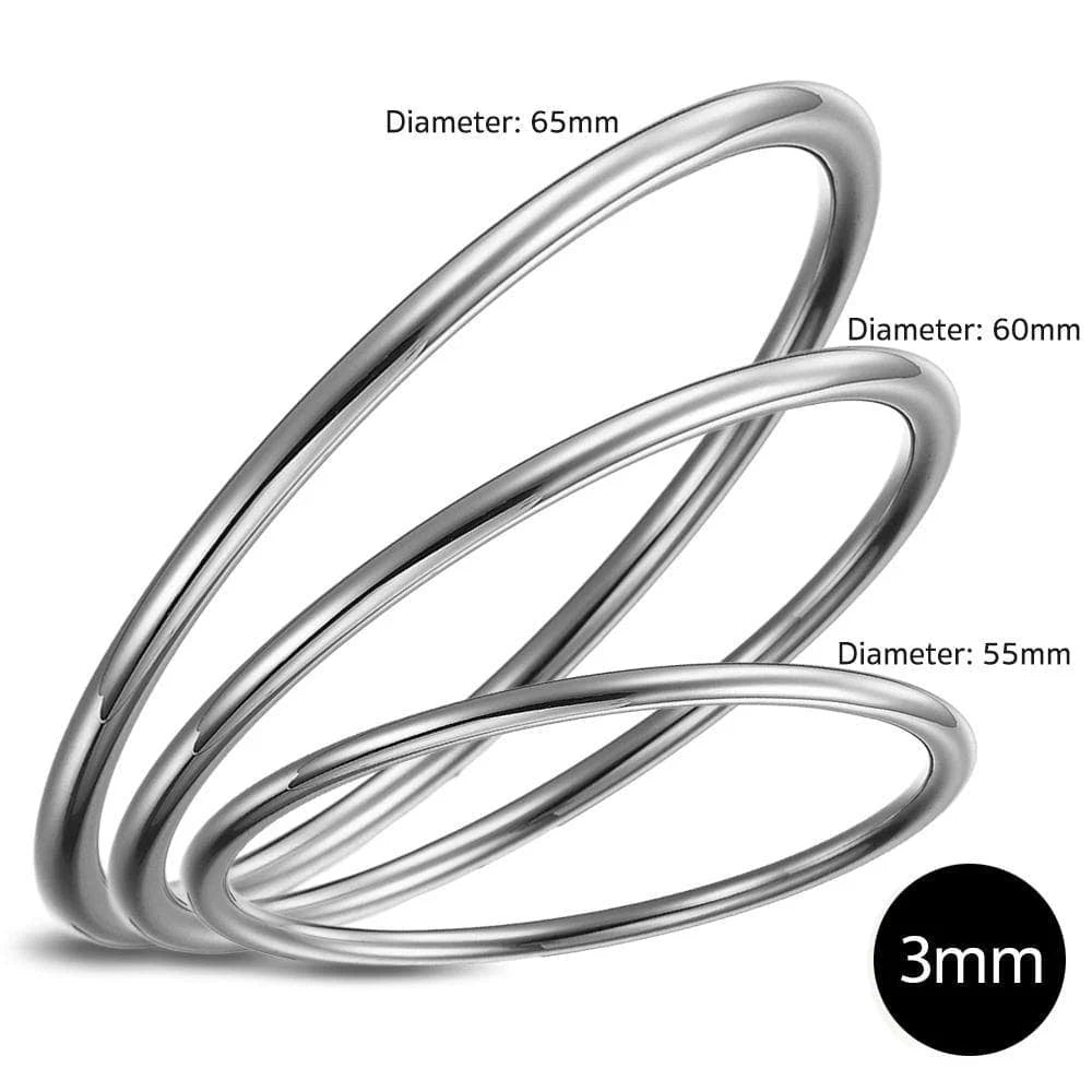 Bullion Gold Solid Golf Bangle 3mm Rhodium Layered