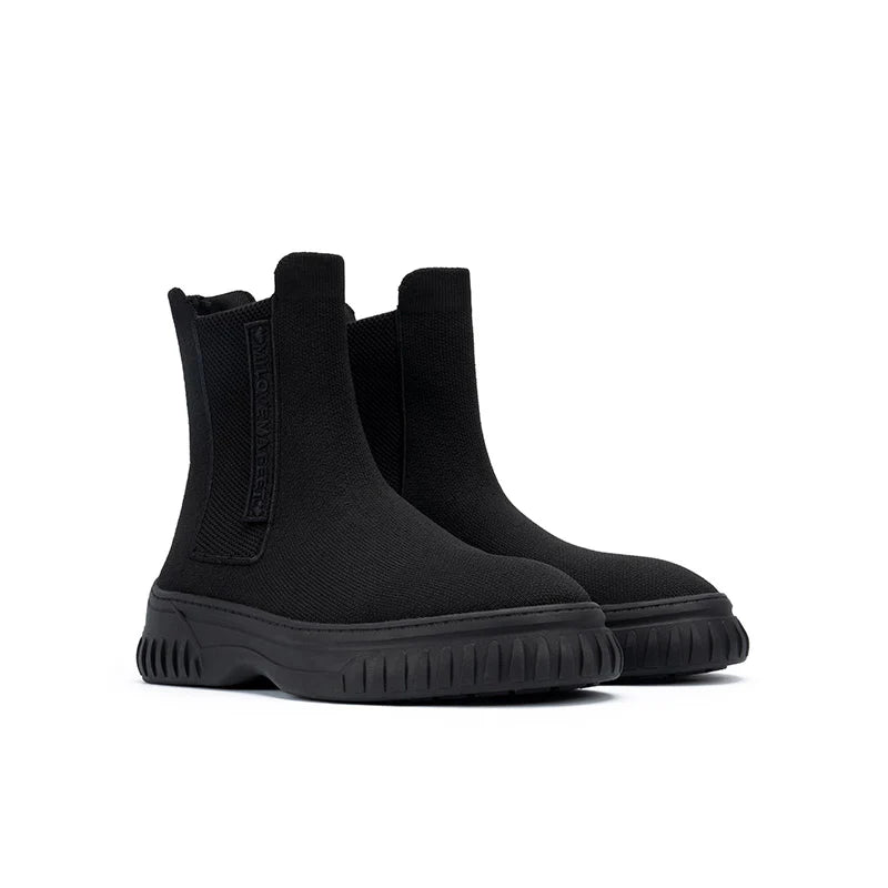 Knit Chelsea Ankle Boots - Black