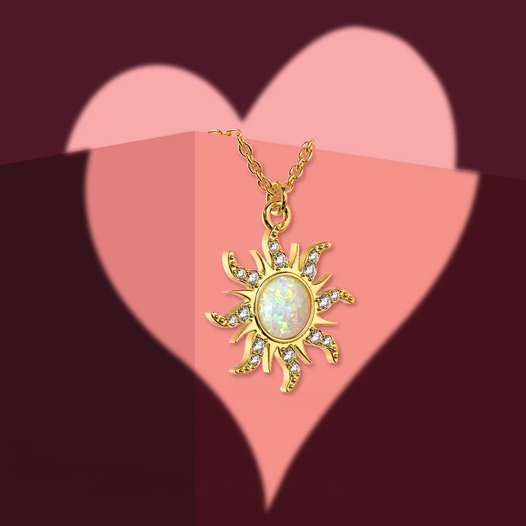 Bullion Gold Celestial Opal Sun Necklace