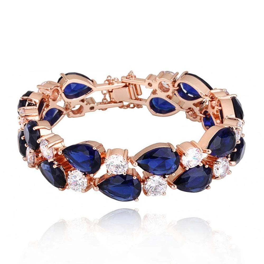 Bullion Gold 18ct Rose Gold Sapphire Bracelet - 16.5cm