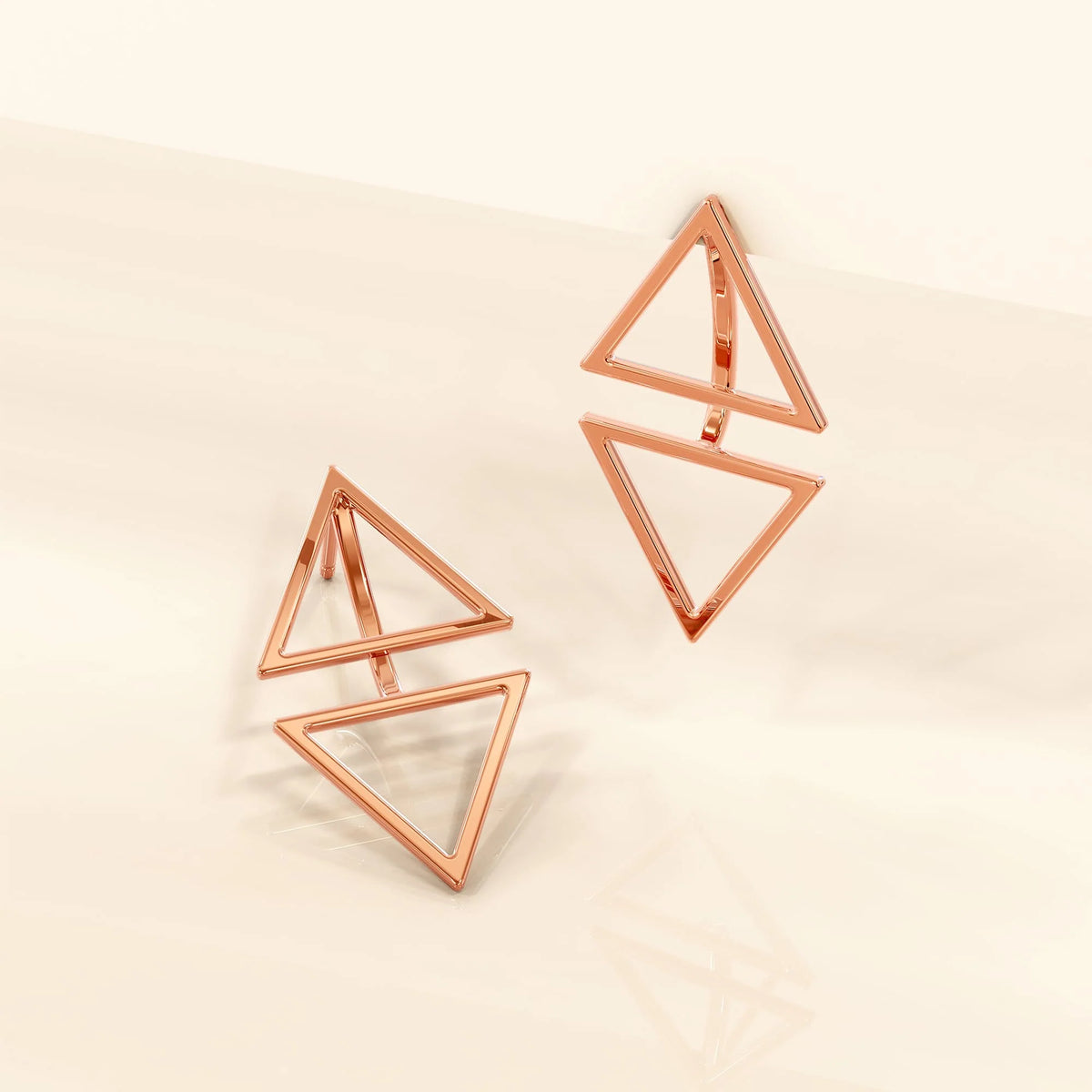 Bullion Gold Double Triangle Drop Earrings