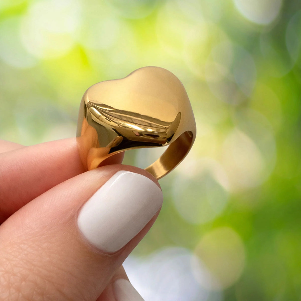 Bullion Gold Heart's Desire Signet Gold Layered Ring in 16mm