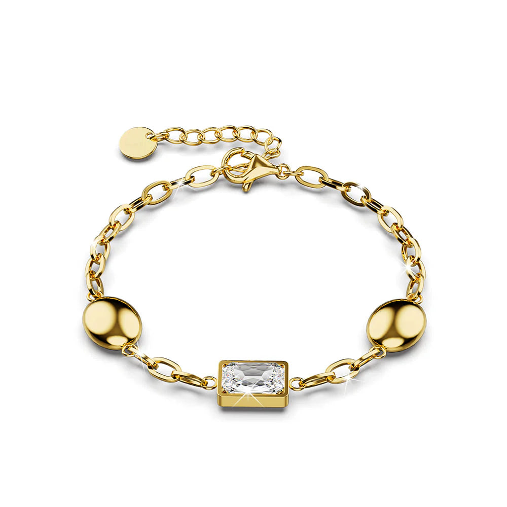 Krystal Couture Oval Square Zirconia Bling Bracelet in Gold