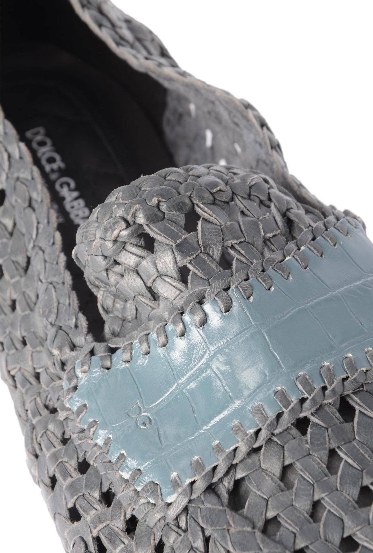 Dolce & Gabbana Men Braided Leather Flat Shoes