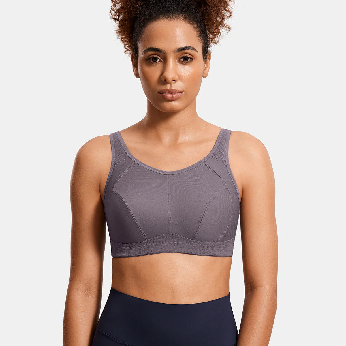Plus Size High Support Full Coverage Padded Wireless Bra - Grey