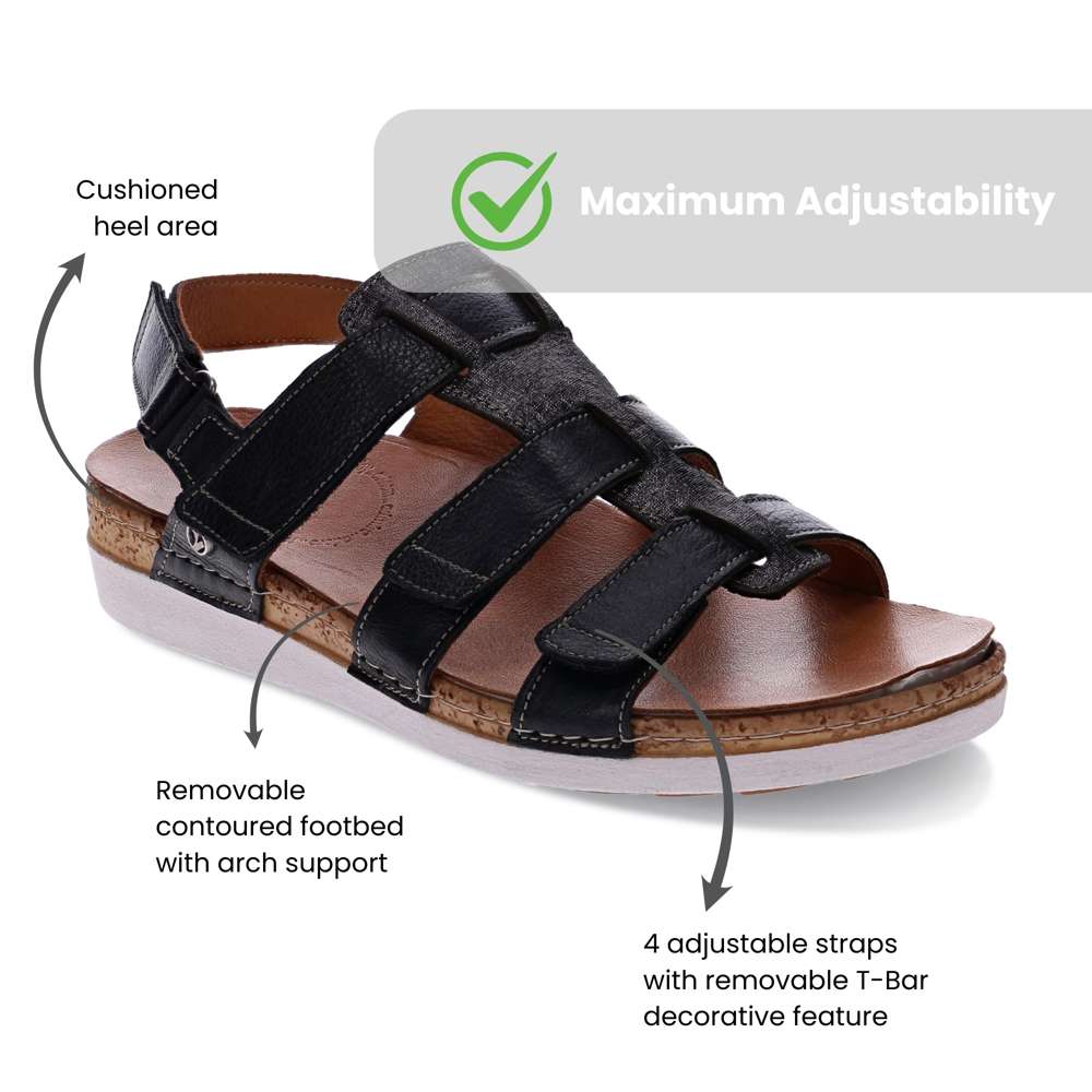 Revere Santorini Gladiator Sandal - Black