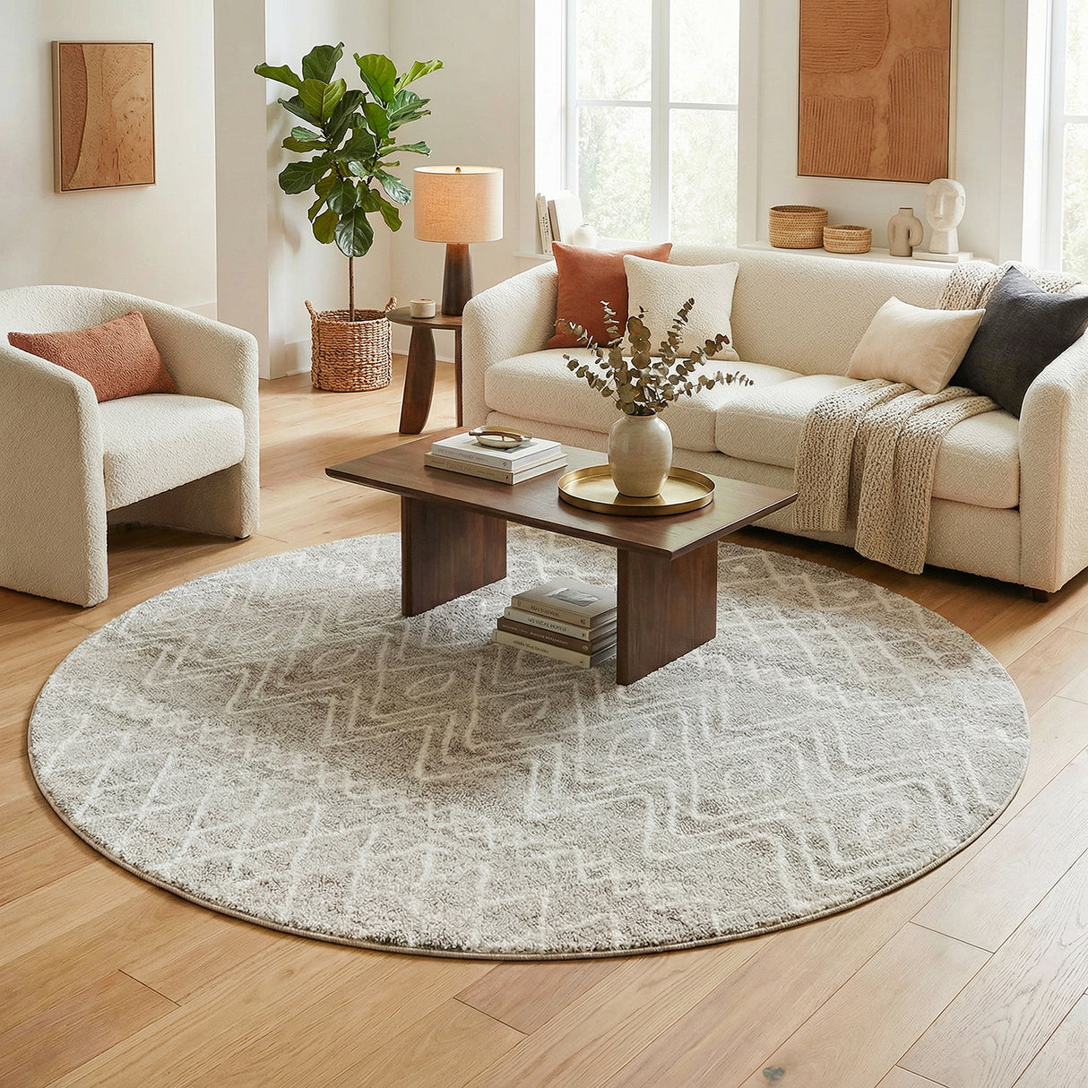 Oasis 453 Grey Round Rug