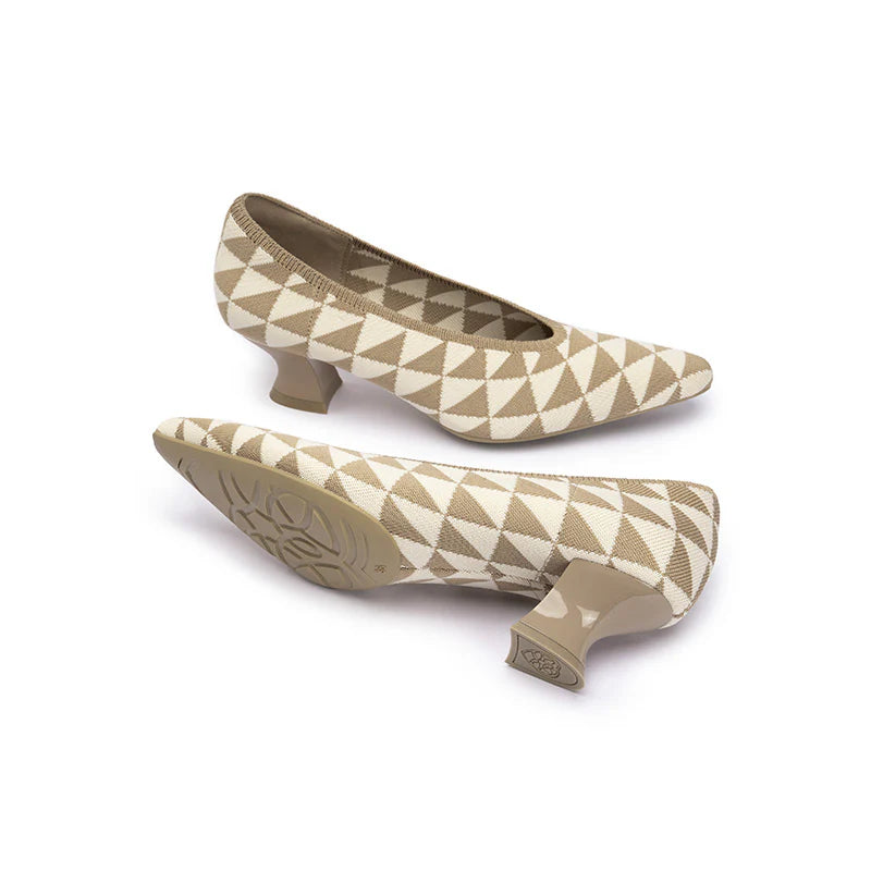 French Chic Geometric Low Heels - Cream