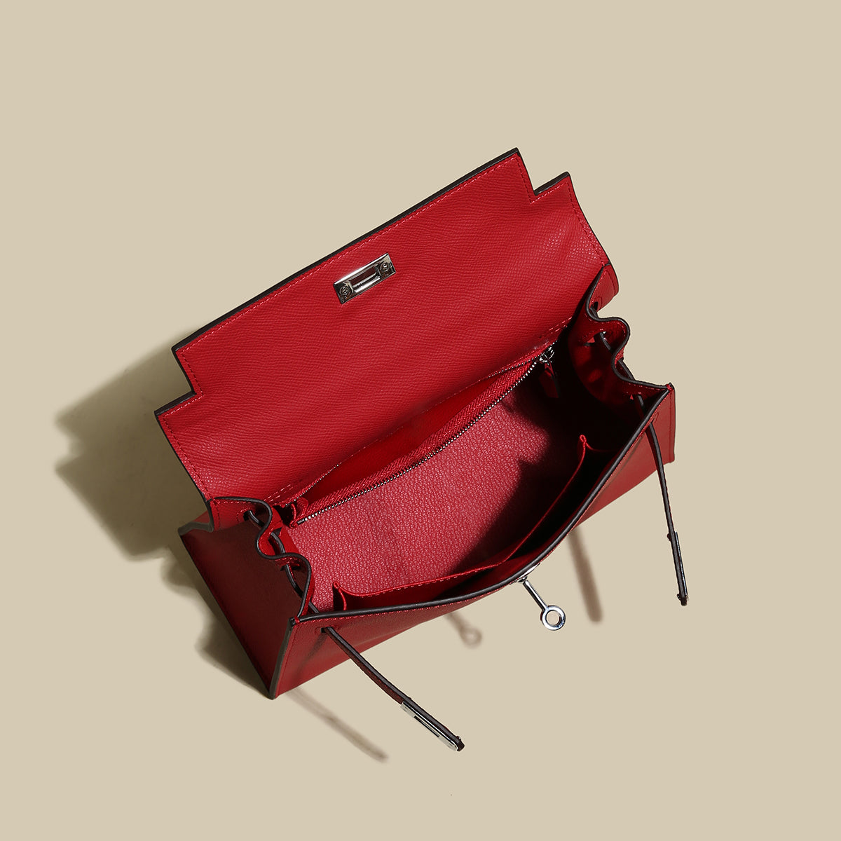 Classic Structured Leather Top-Handle Bag - Silver