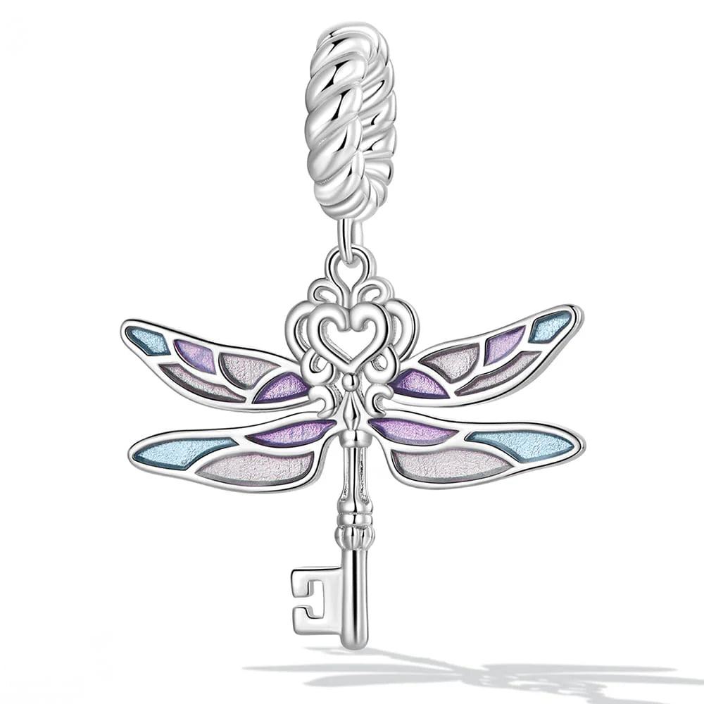 Solid 925 Signature Silver Dragonfly Key Charm