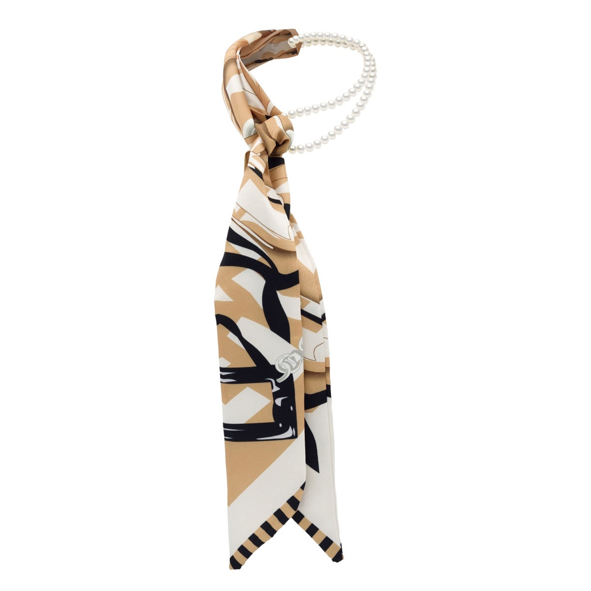Brown Scarf and Cultured Pearl Strand Set