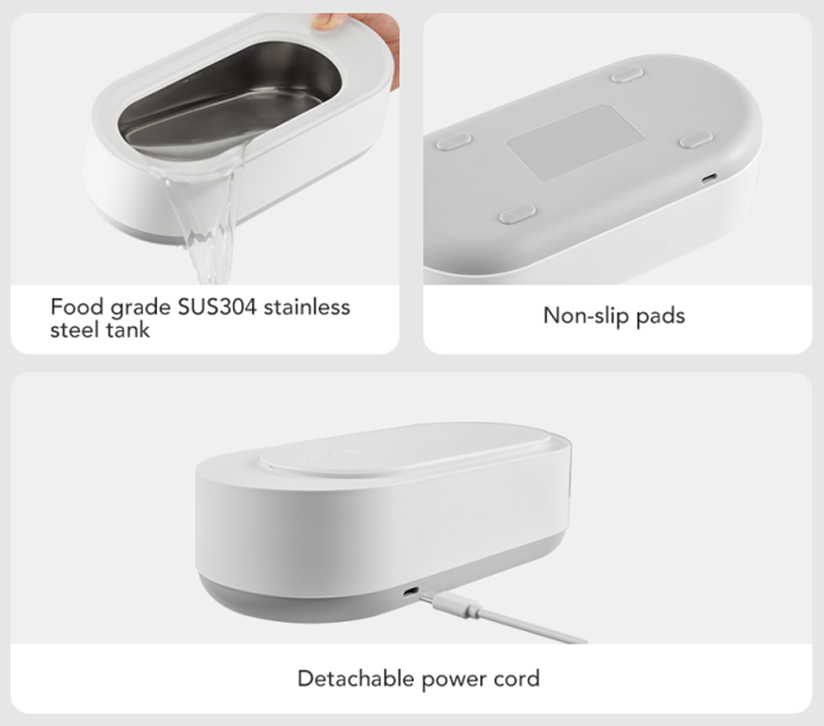 TODO Ultrasonic Cleaner 340ml Tank Jewelry Glasses Type C USB Powered 45000Hz One Button Clean
