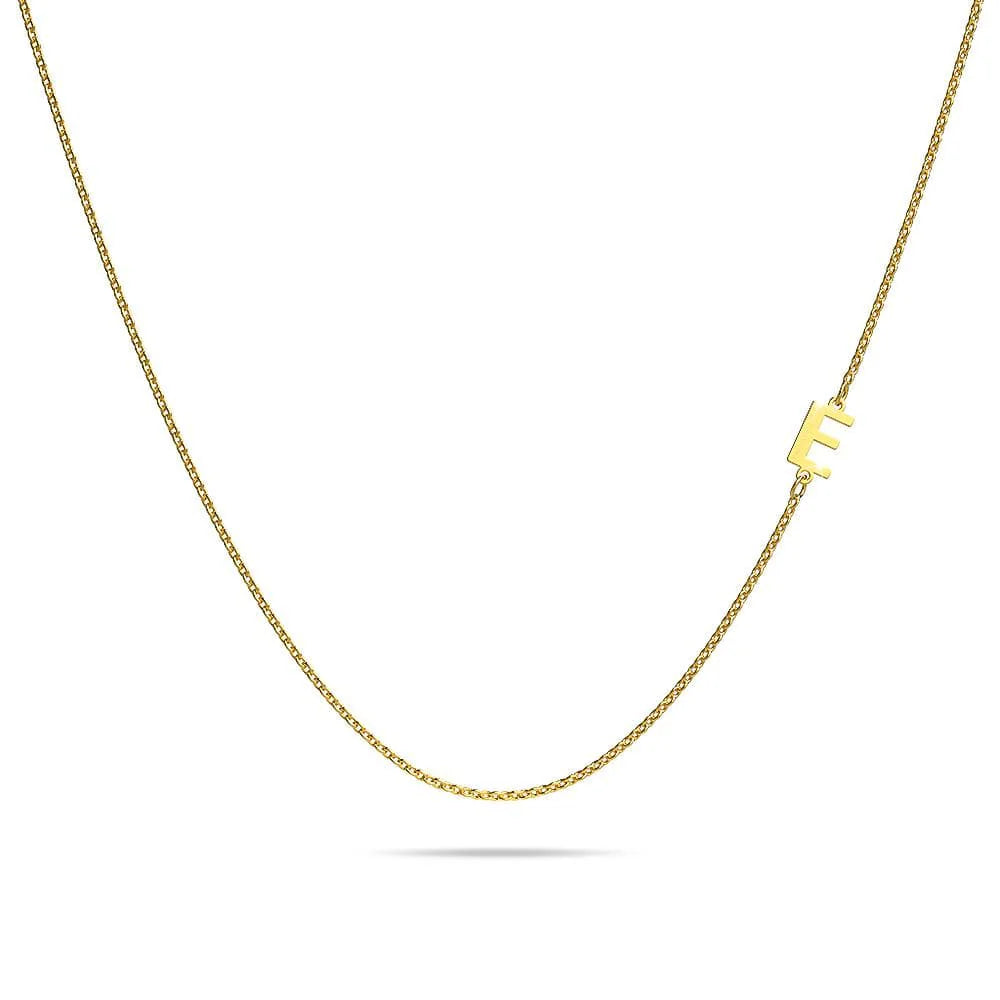 Bullion Gold Bold Alphabet Letter Initial Charm Necklace in Gold Tone