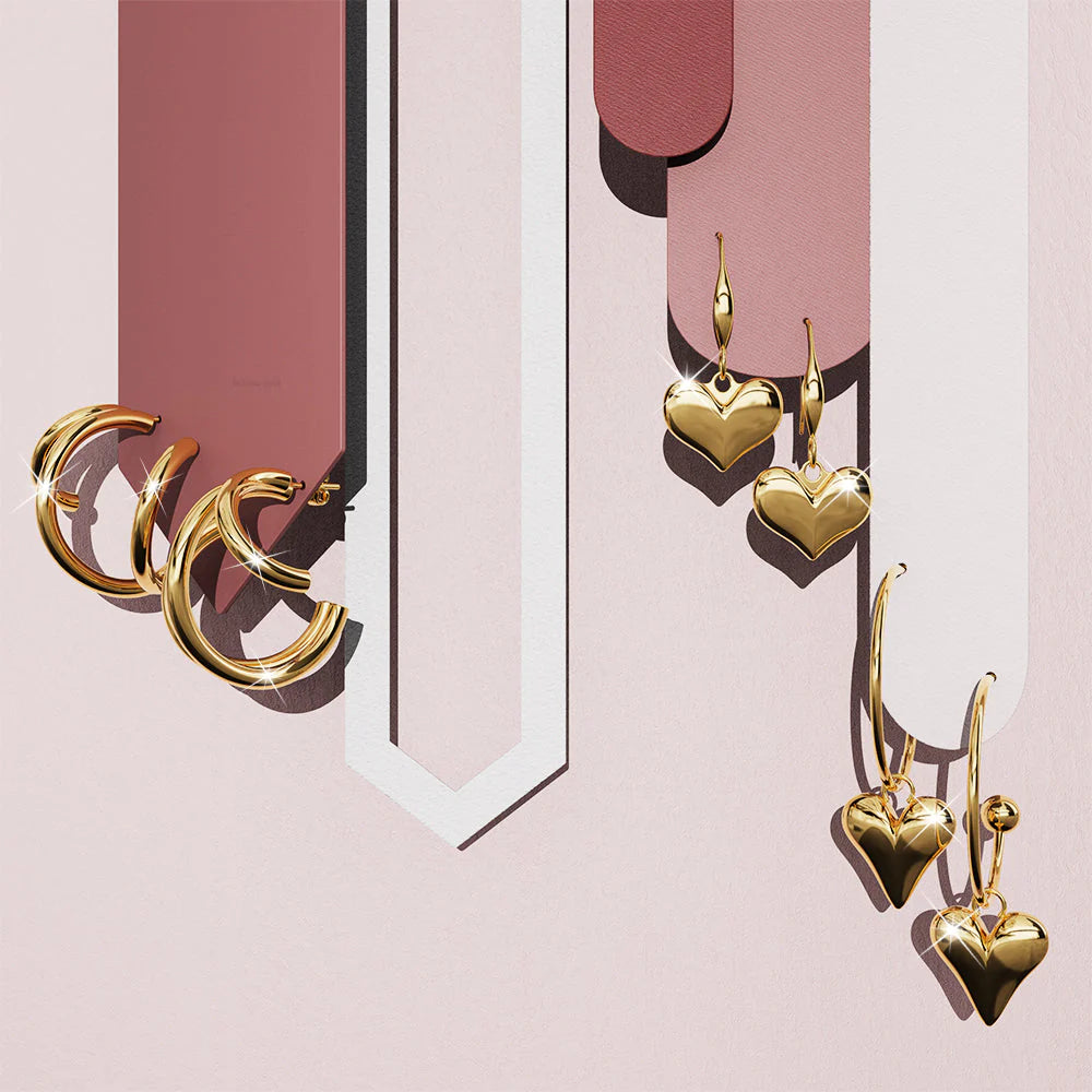 Bullion Gold Diam Hoop Gold Layered Earrings