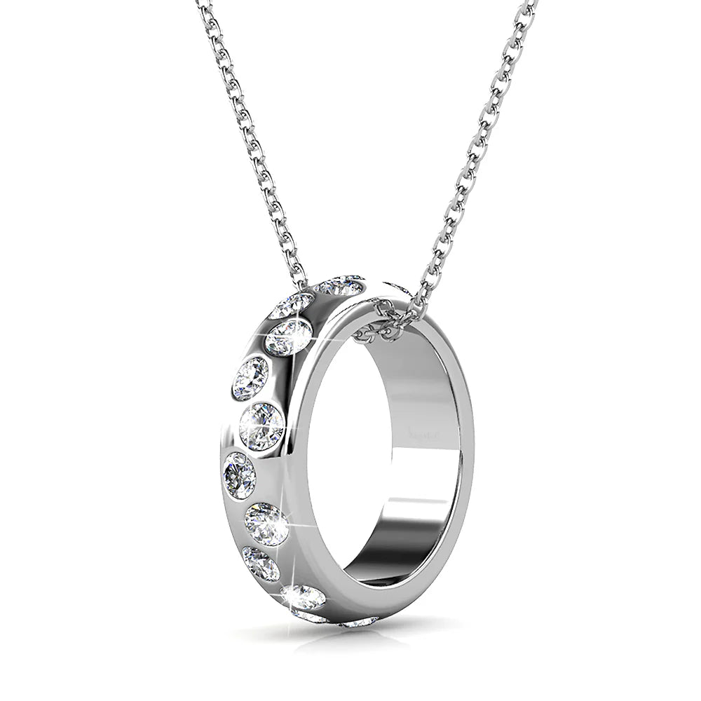 Krystal Couture Ecliptic Pendant Necklace in White Gold Adorned with SWAROVSKI Crystals