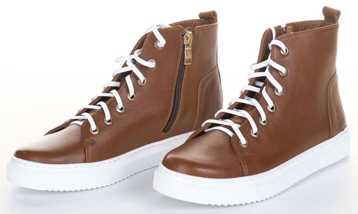 Bosccolo Womens Sneakers With Zipper - Brown/White