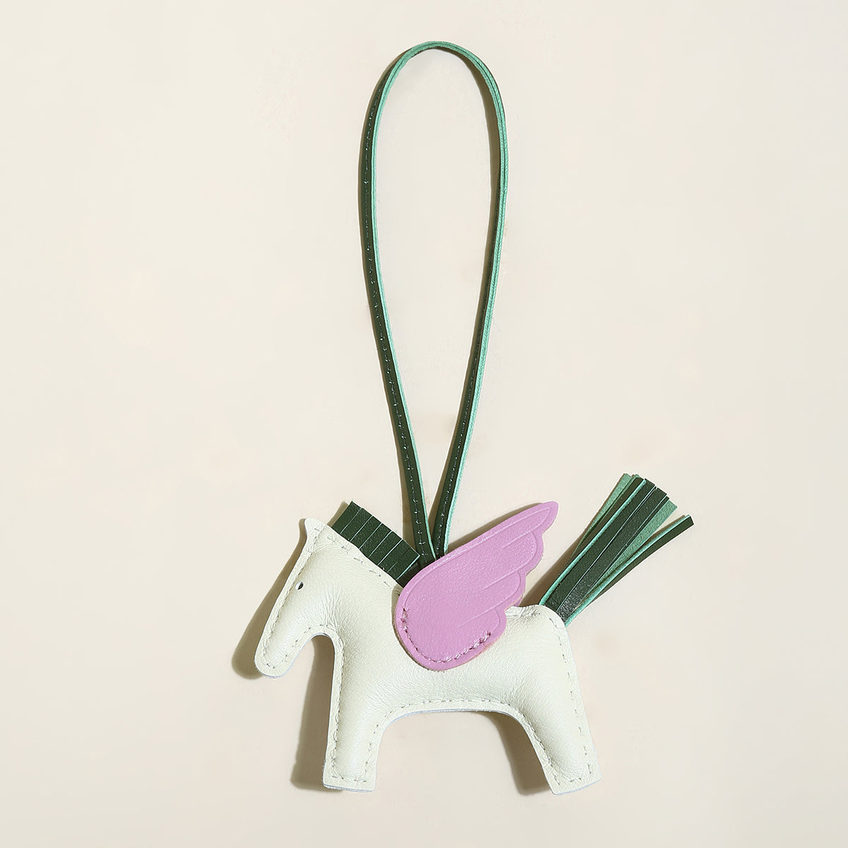 Pegasus Winged Horse Leather Bag Charm - Green