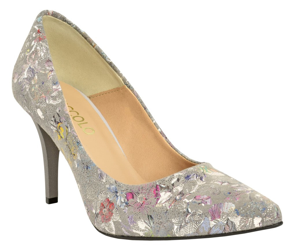 Bosccolo Womens High Heels - Flowers On Grey